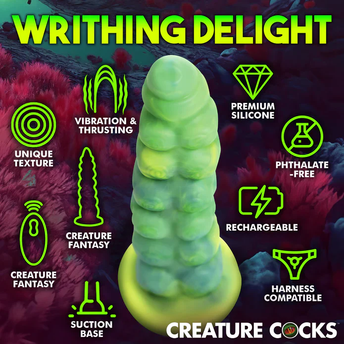 Creature Cocks Squirmer Thrusting & Vibrating Silicone Dildo - Image 8