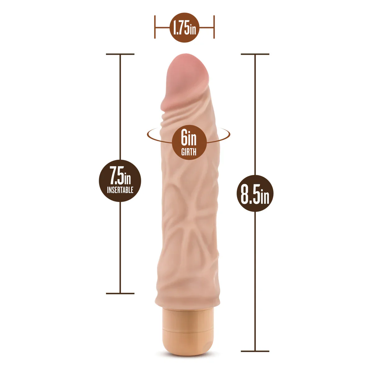 Dr. Skin Cock Vibe 10 Realistic Beige 8.5-Inch Long Vibrating Dildo - Image 2