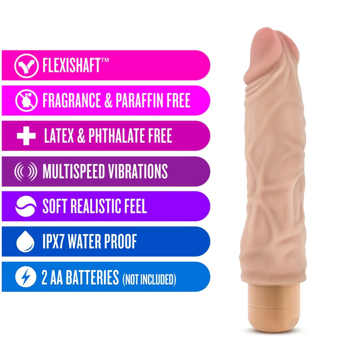 Dr. Skin Cock Vibe 10 Realistic Beige 8.5-Inch Long Vibrating Dildo - Image 3