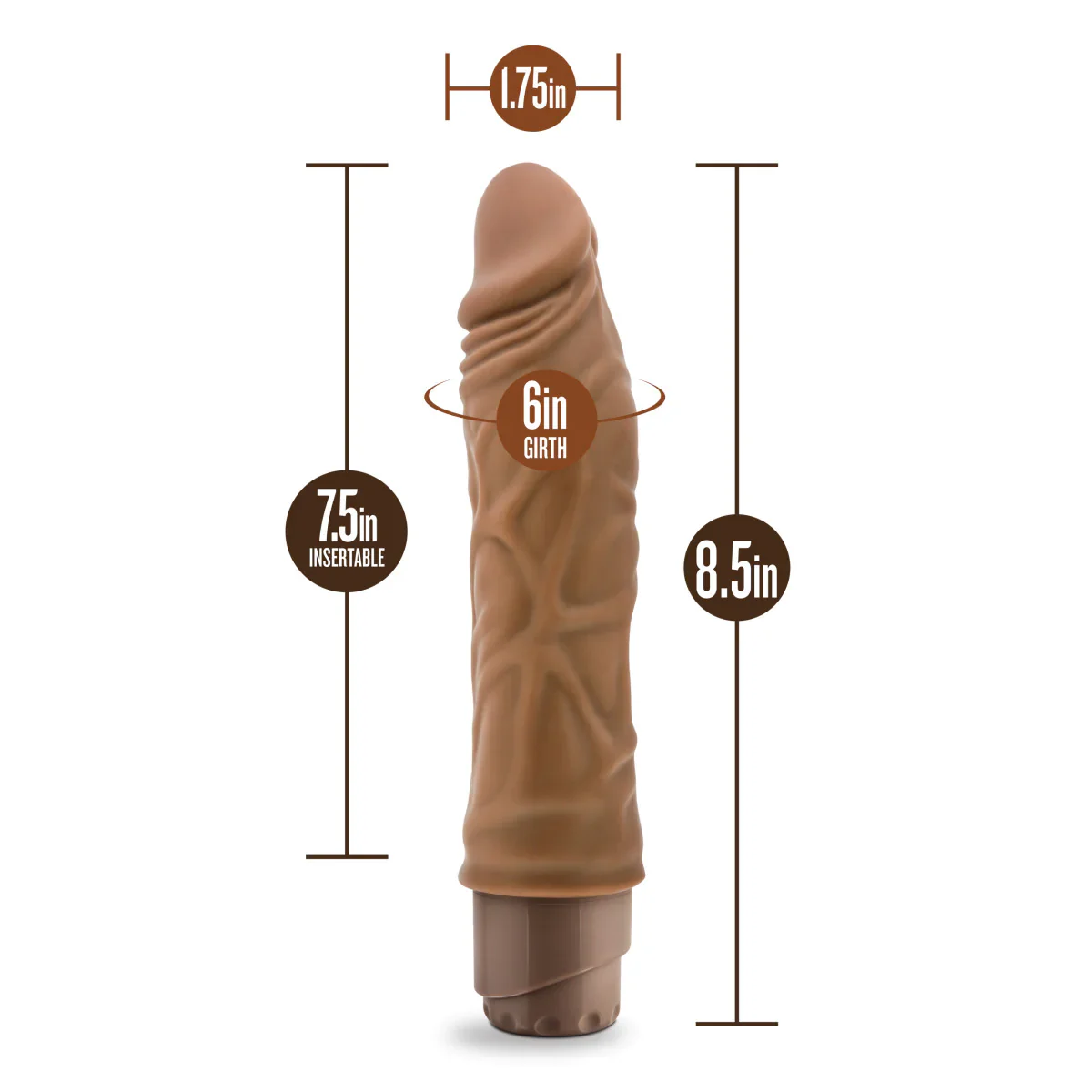 Dr. Skin Cock Vibe 10 Realistic Mocha 8.8-Inch Long Vibrating Dildo - Image 2