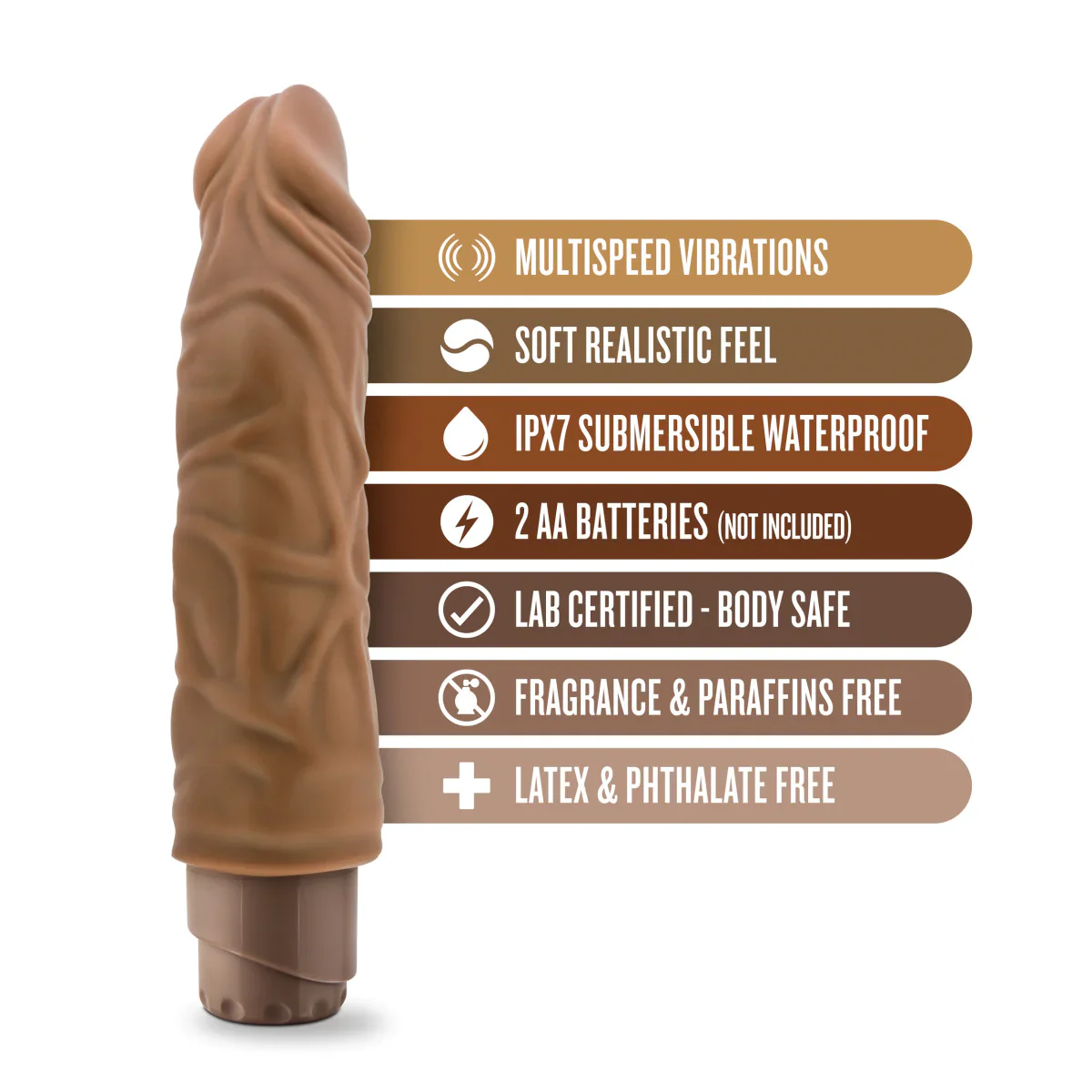 Dr. Skin Cock Vibe 10 Realistic Mocha 8.8-Inch Long Vibrating Dildo - Image 3