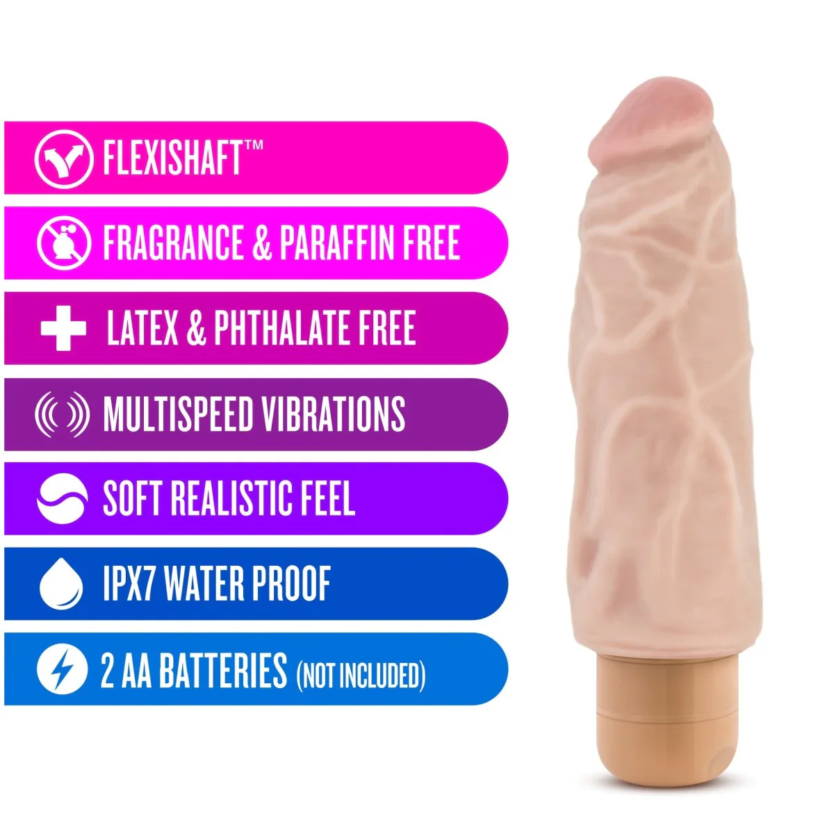 Dr. Skin Cock Vibe 9 Realistic Beige 7.5-Inch Long Vibrating Dildo - Image 3