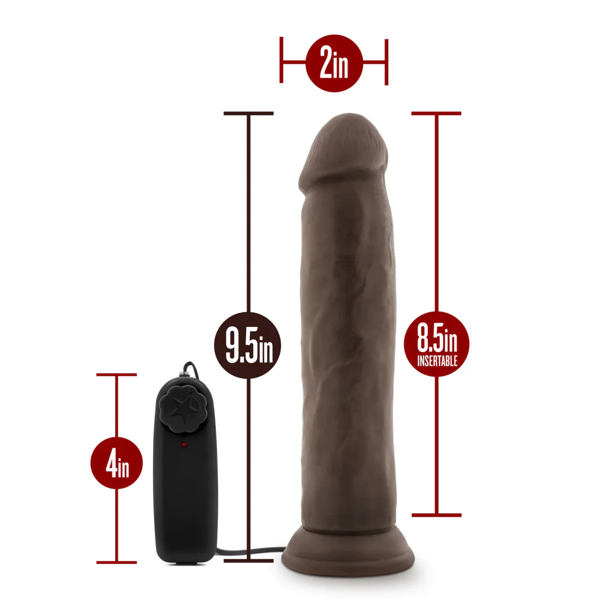 Dr. Skin Dr. Throb Realistic Chocolate 9.5-Inch Vibrating Dildo - Image 2