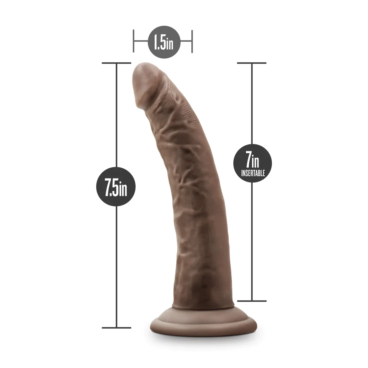 Dr. Skin Glide Realistic Chocolate 7.5-Inch Long Dildo - Image 2
