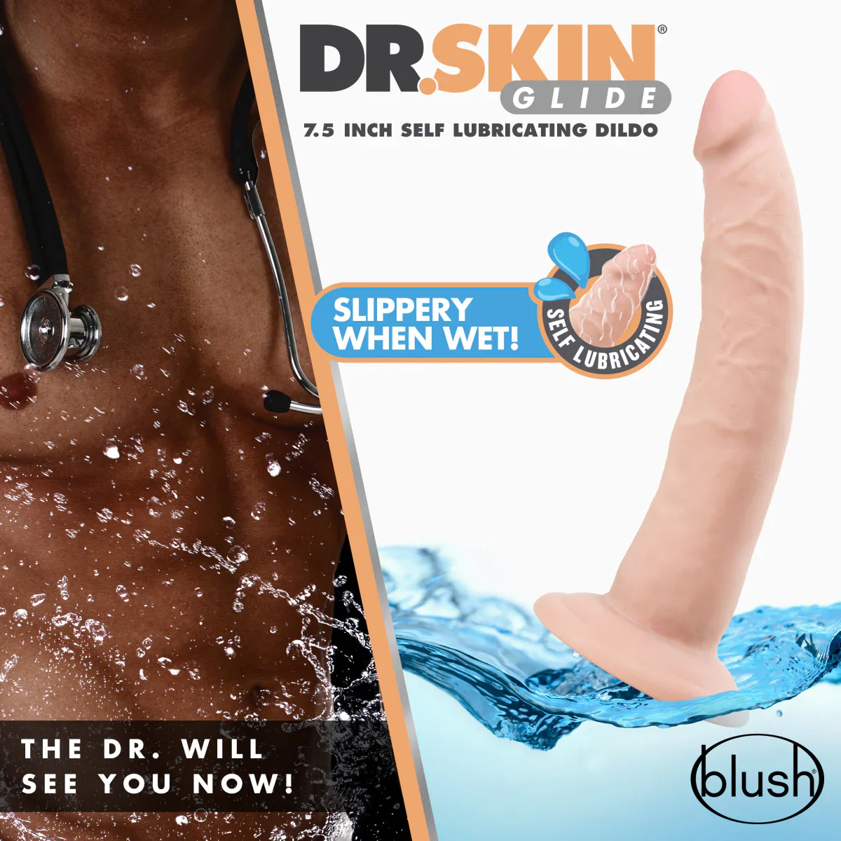 Dr. Skin Glide Realistic Vanilla 7.5-Inch Long Dildo - Image 3