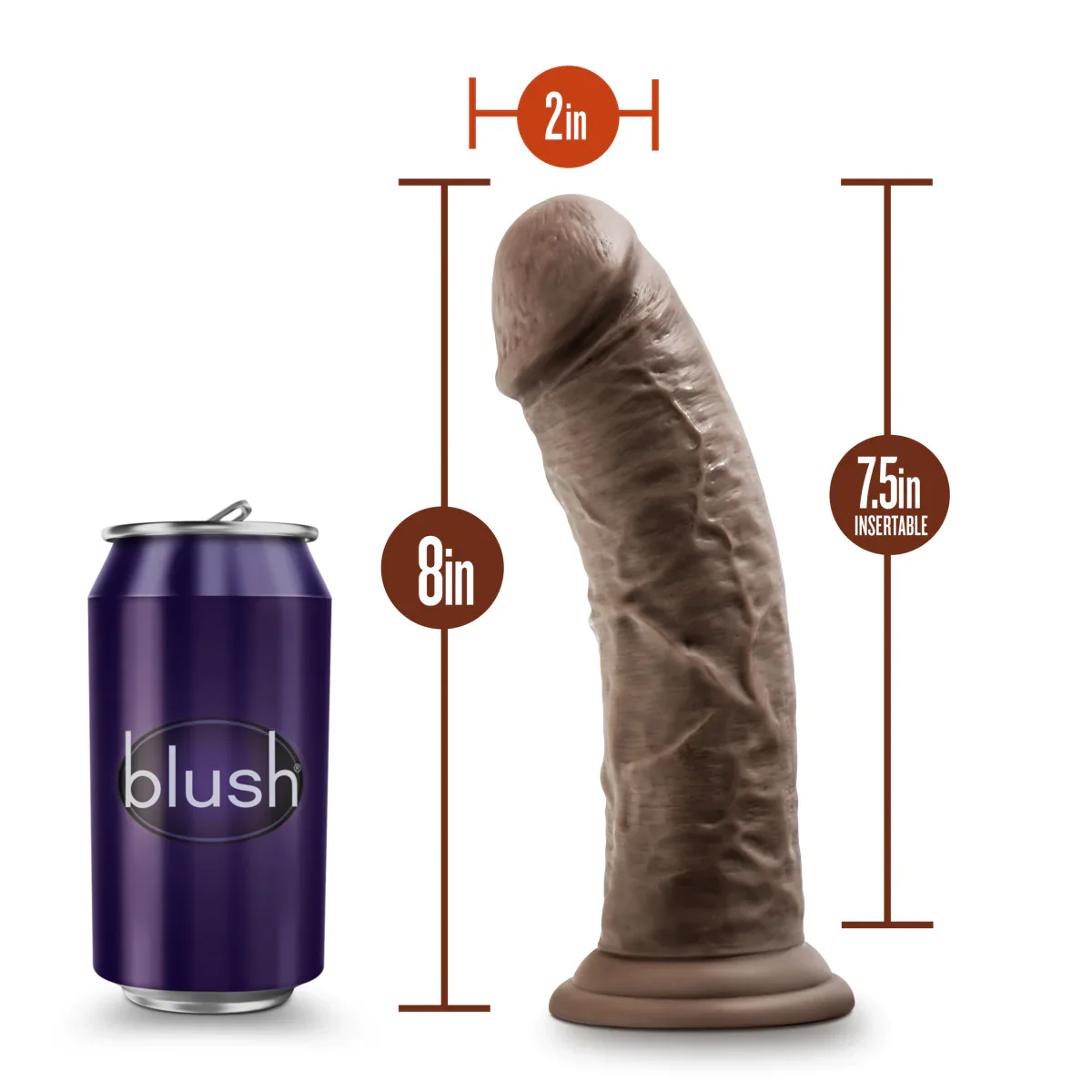 Dr. Skin Plus Realistic Chocolate 8-Inch Dildo - Image 2