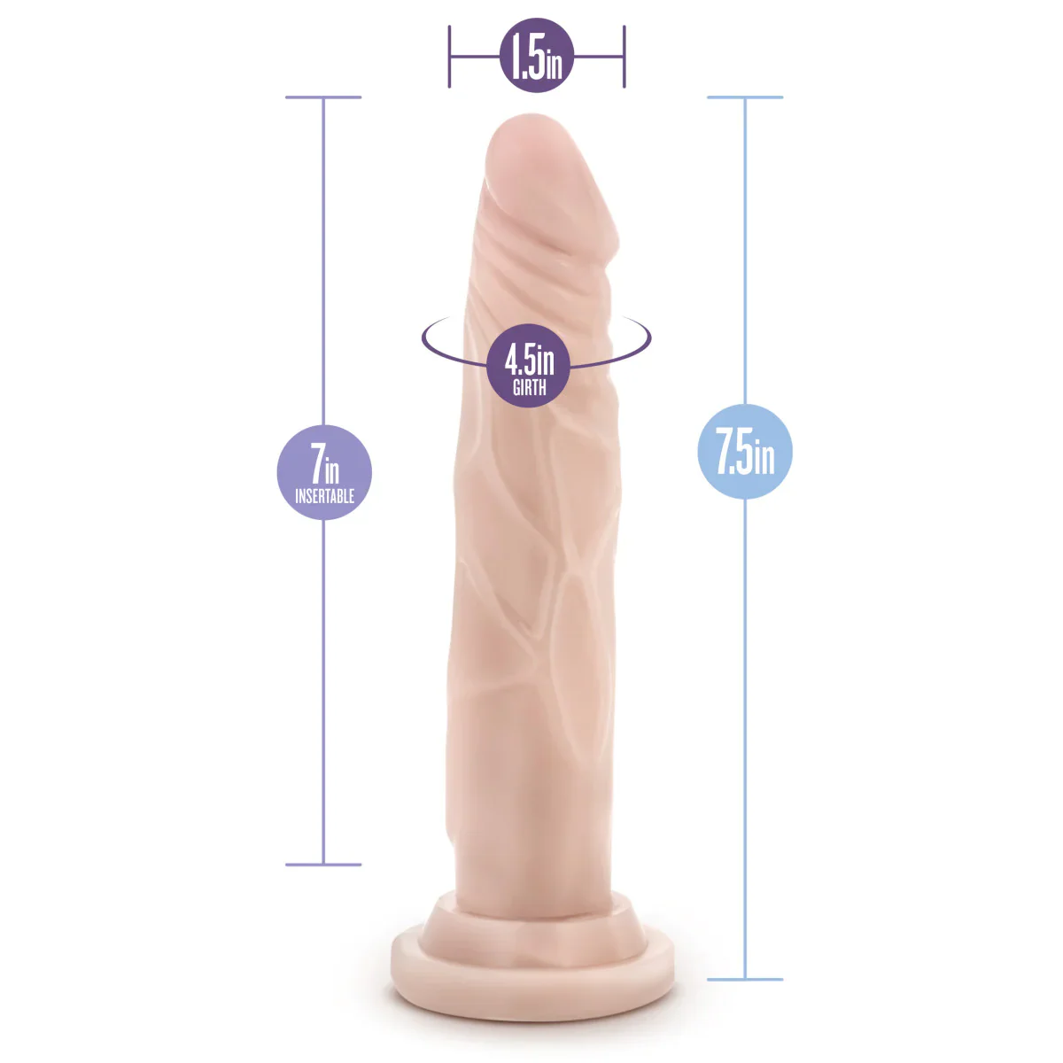 Dr. Skin Silicone Dr. Carter Realistic Vanilla 7.5-Inch Long Dildo - Image 2