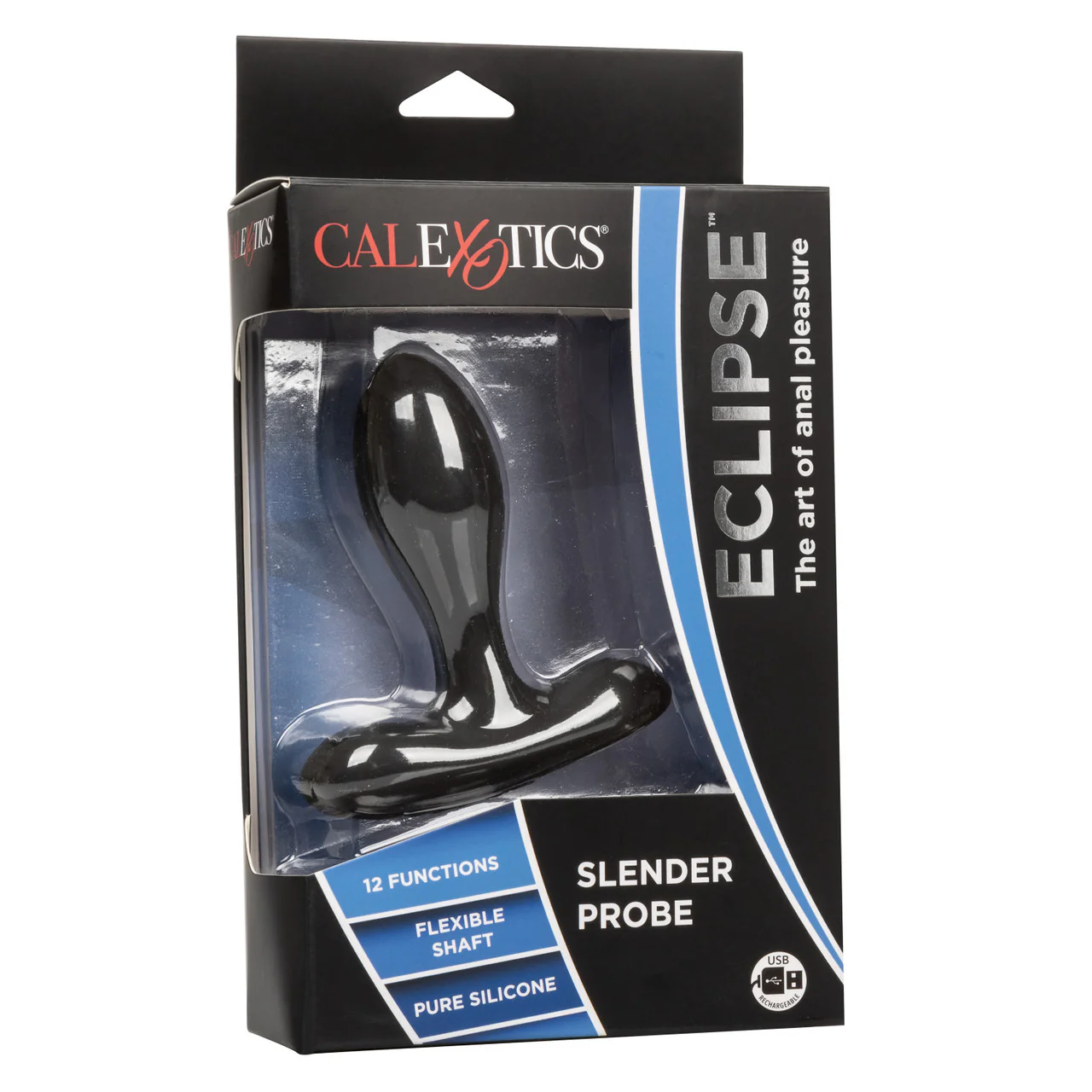 Eclipse Slender Probe Silicone Rechargeable Anal Plug Waterproof 3.75in - Image 4