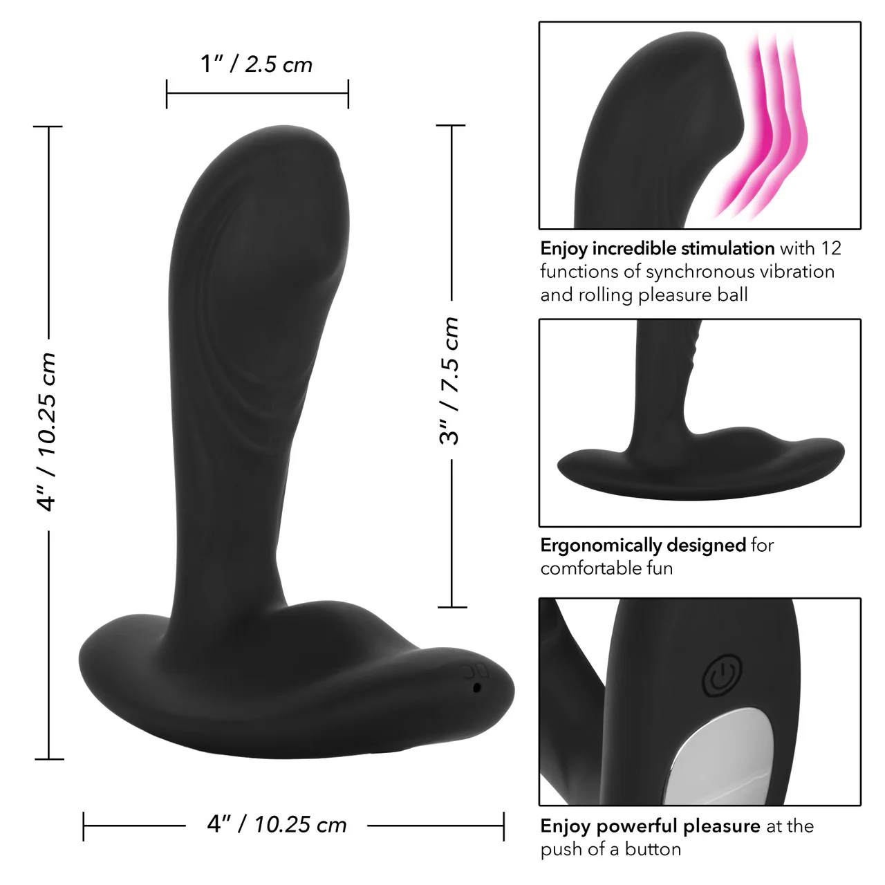 Eclipse Tapered Roller Ball Probe Silicone USB Rechargeable Anal Plug Waterproof 4in - Image 5