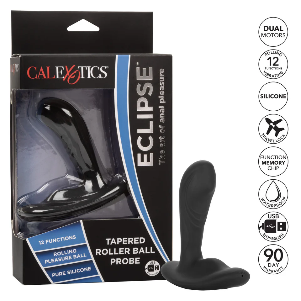Eclipse Tapered Roller Ball Probe Silicone USB Rechargeable Anal Plug Waterproof 4in - Image 6