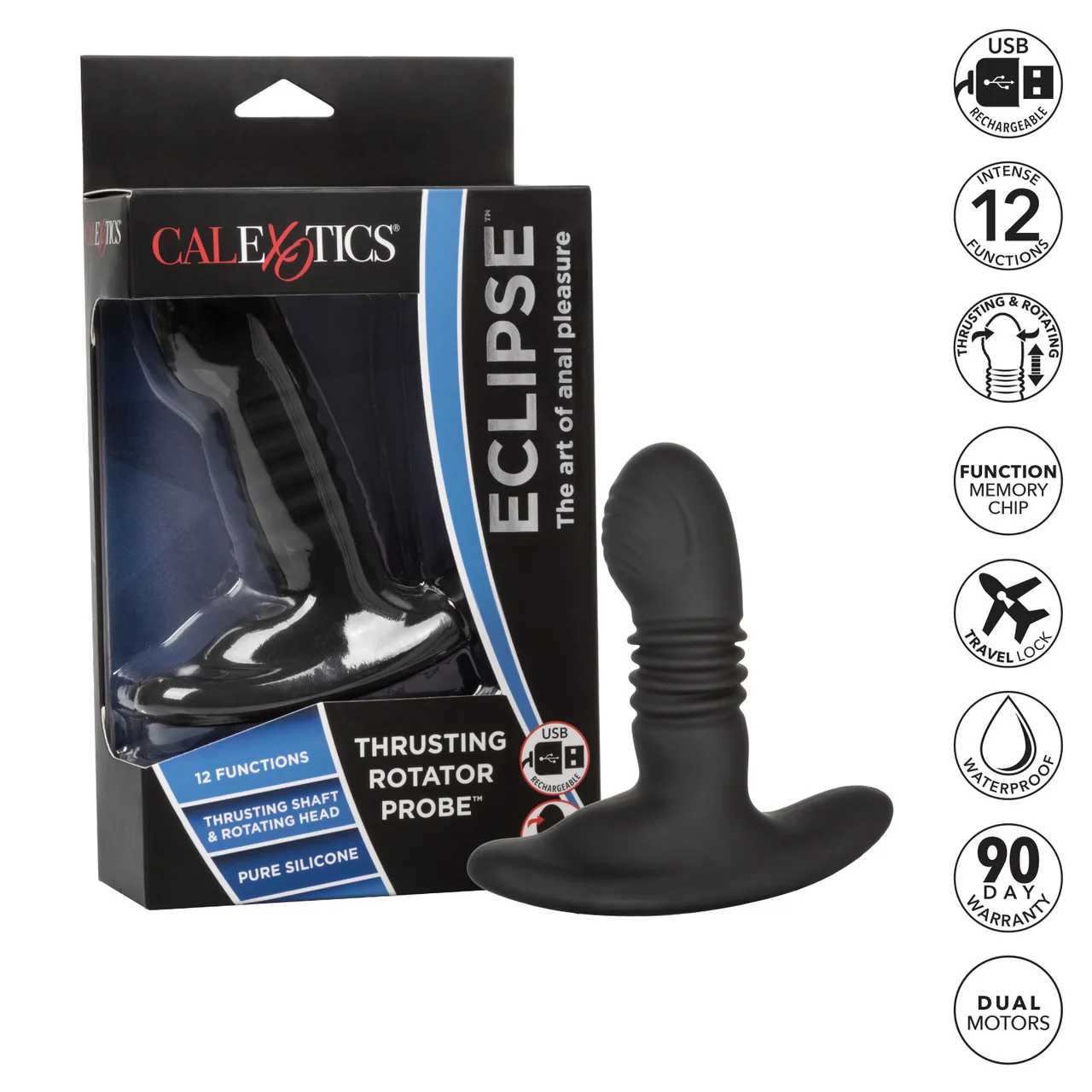 Eclipse Thrusting Rotator Probe Silicone Rechargeable Vibrating Butt Plug - Image 6
