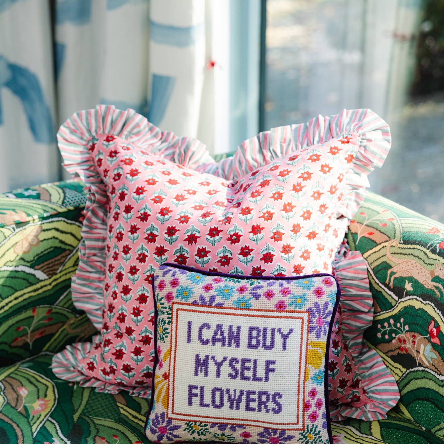Flowers Needlepoint Pillow - Image 3