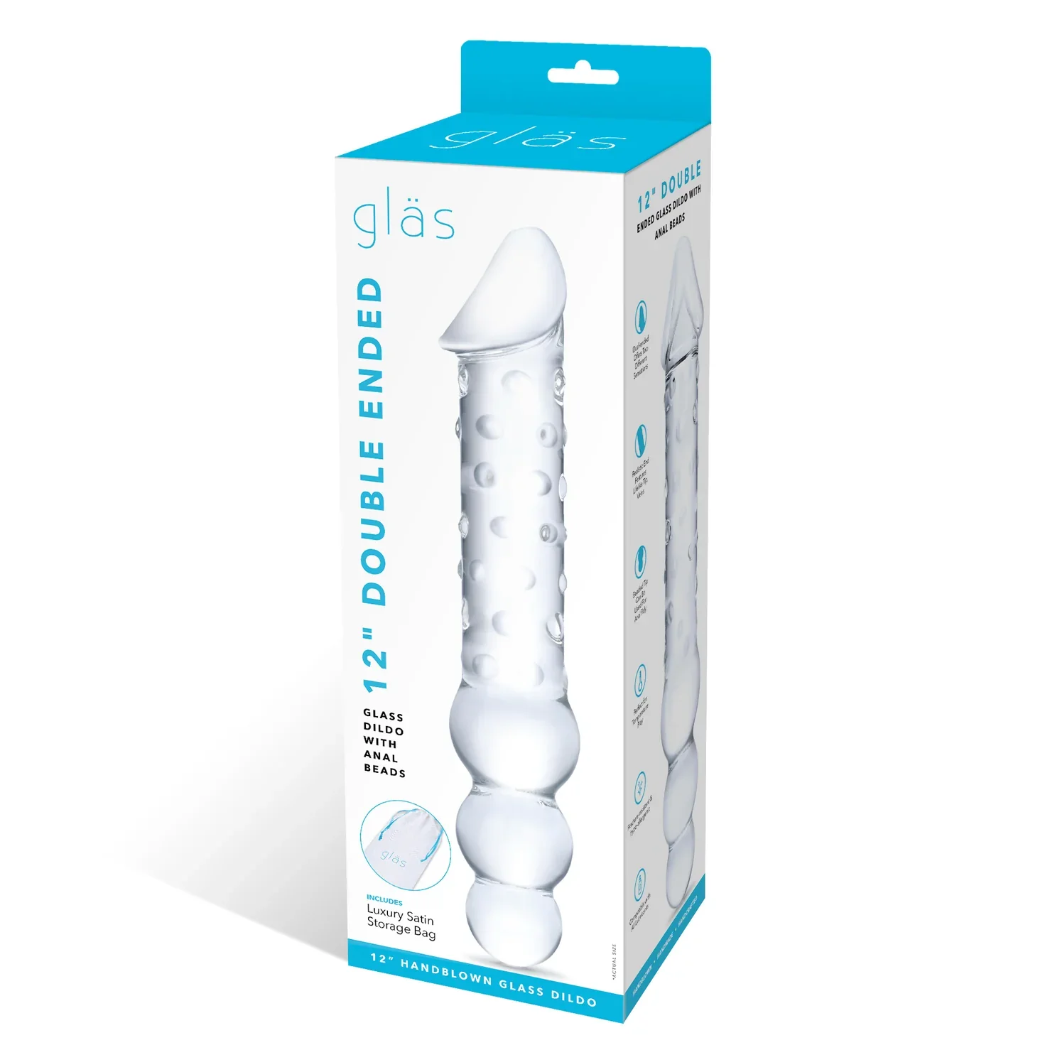 Gläs 12" Double Ended Glass Dildo with Anal Beads - Image 8
