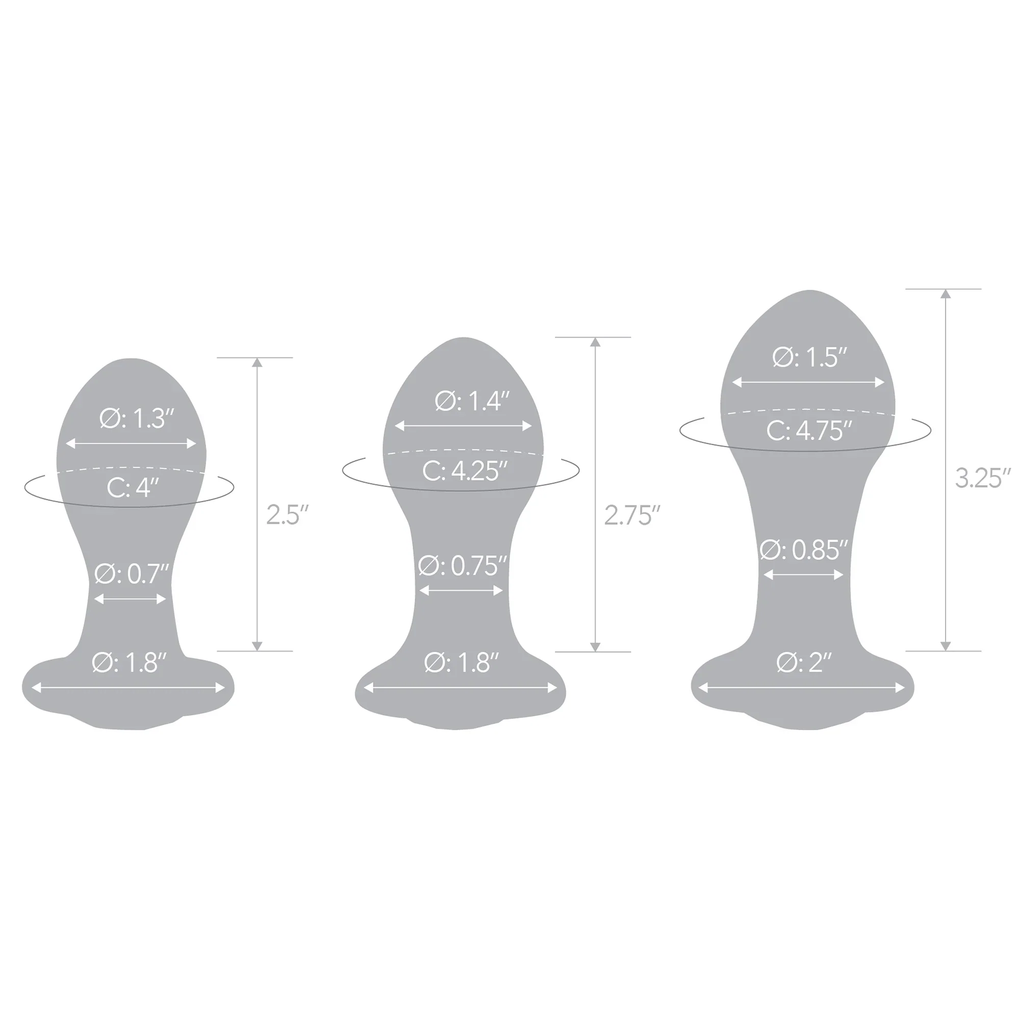 Gläs 3PC Bling Bling 3", 3.5", 4" Glass Anal Training Kit - Image 7