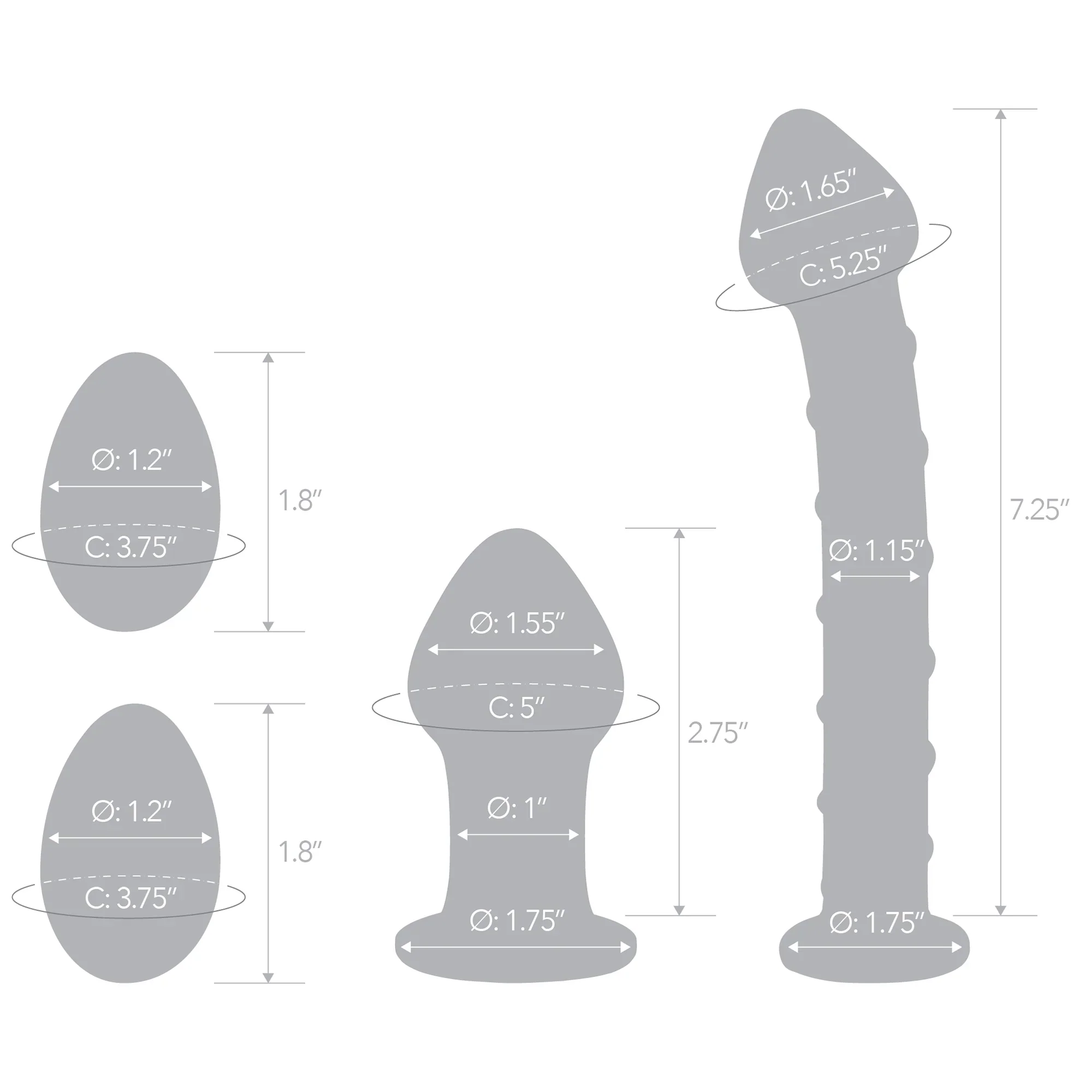 Gläs 4PC Mr. Swirly Set with Glass Kegal balls and 3.25" buttplug - Image 7
