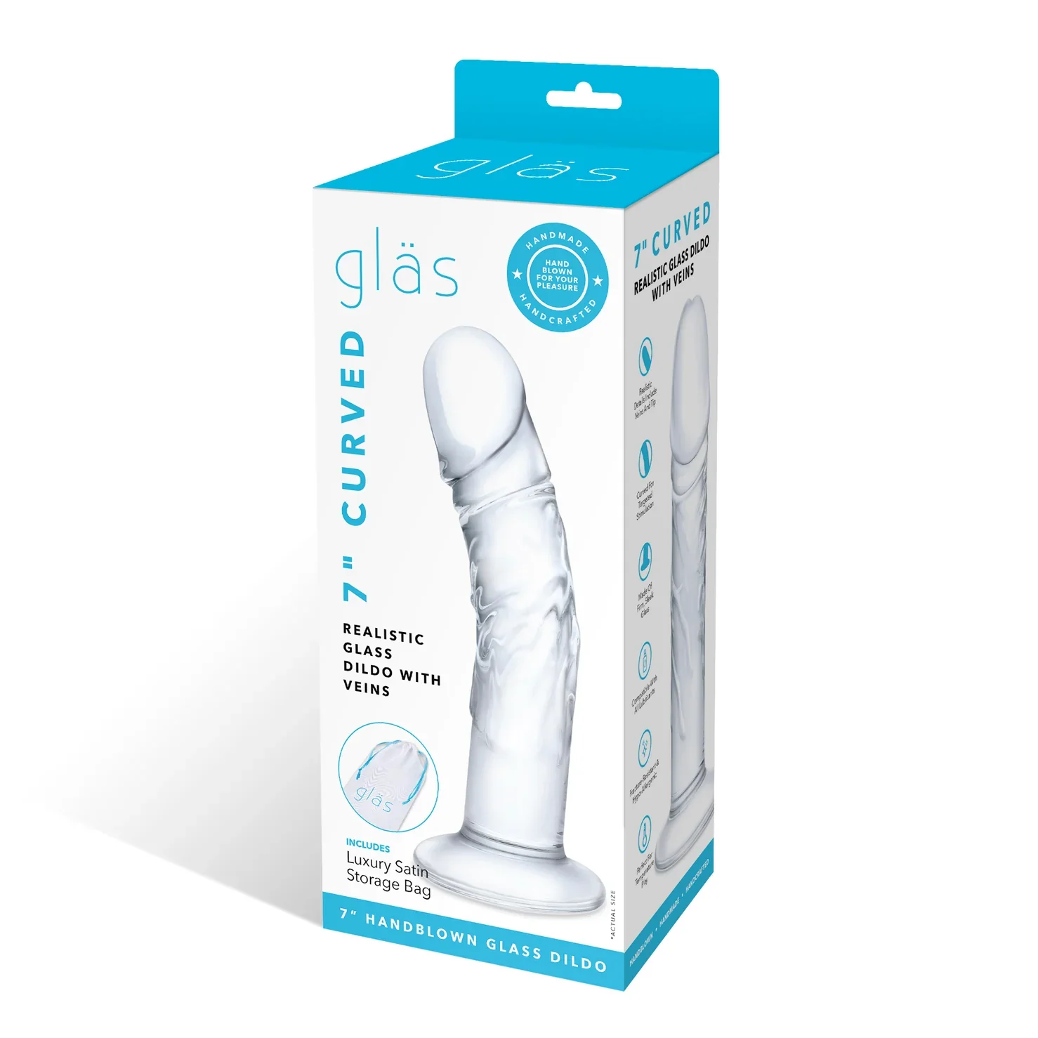 Gläs 7" Curved Realistic Glass Dildo With Veins - Image 8