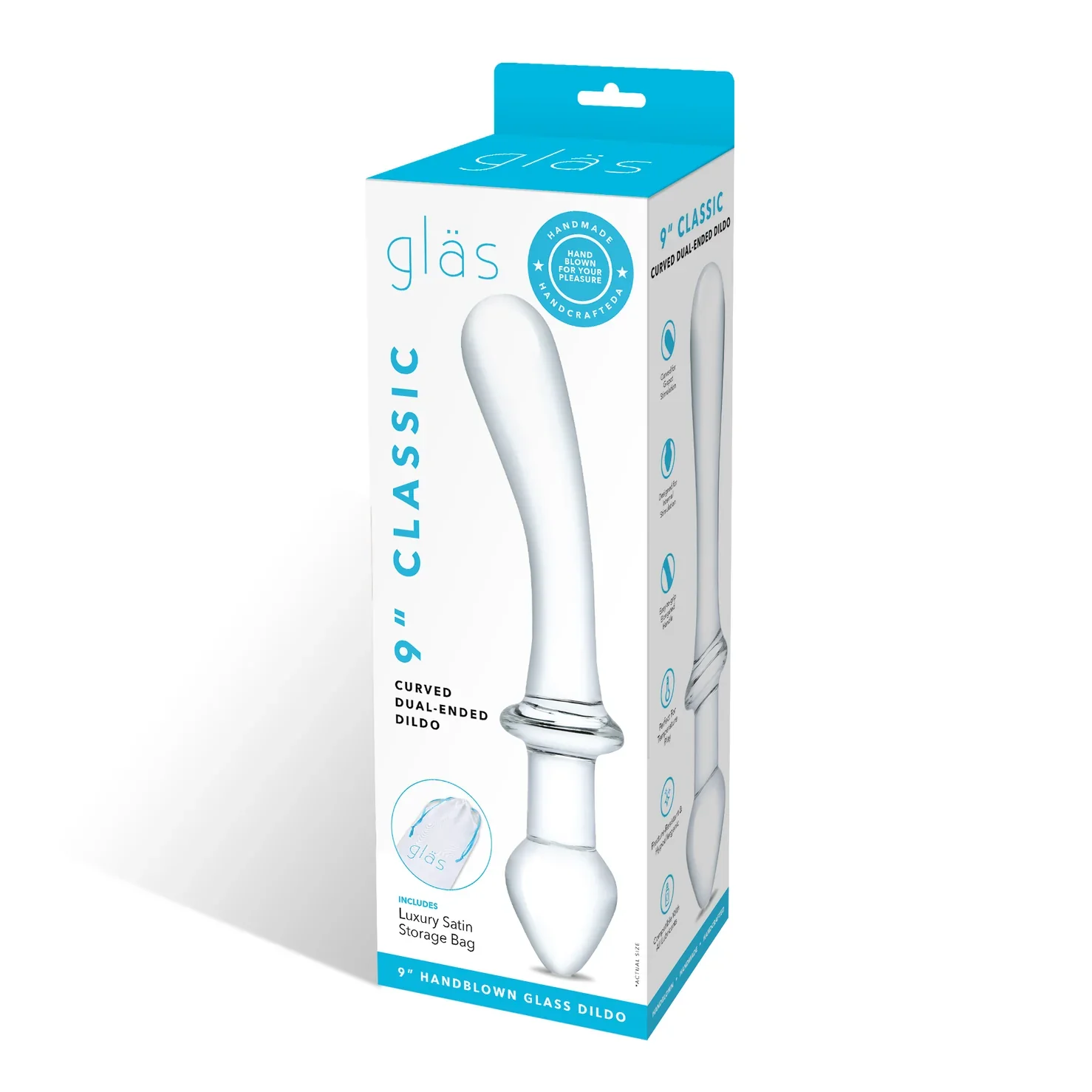 Gläs 9" Classic Curved Dual-Ended Dildo - Image 8