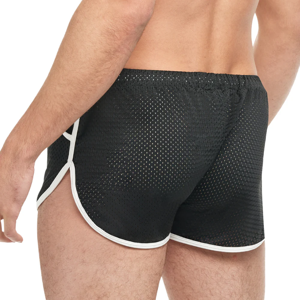 Goal Line Side Split Mesh Booty Shorts Black - Image 2