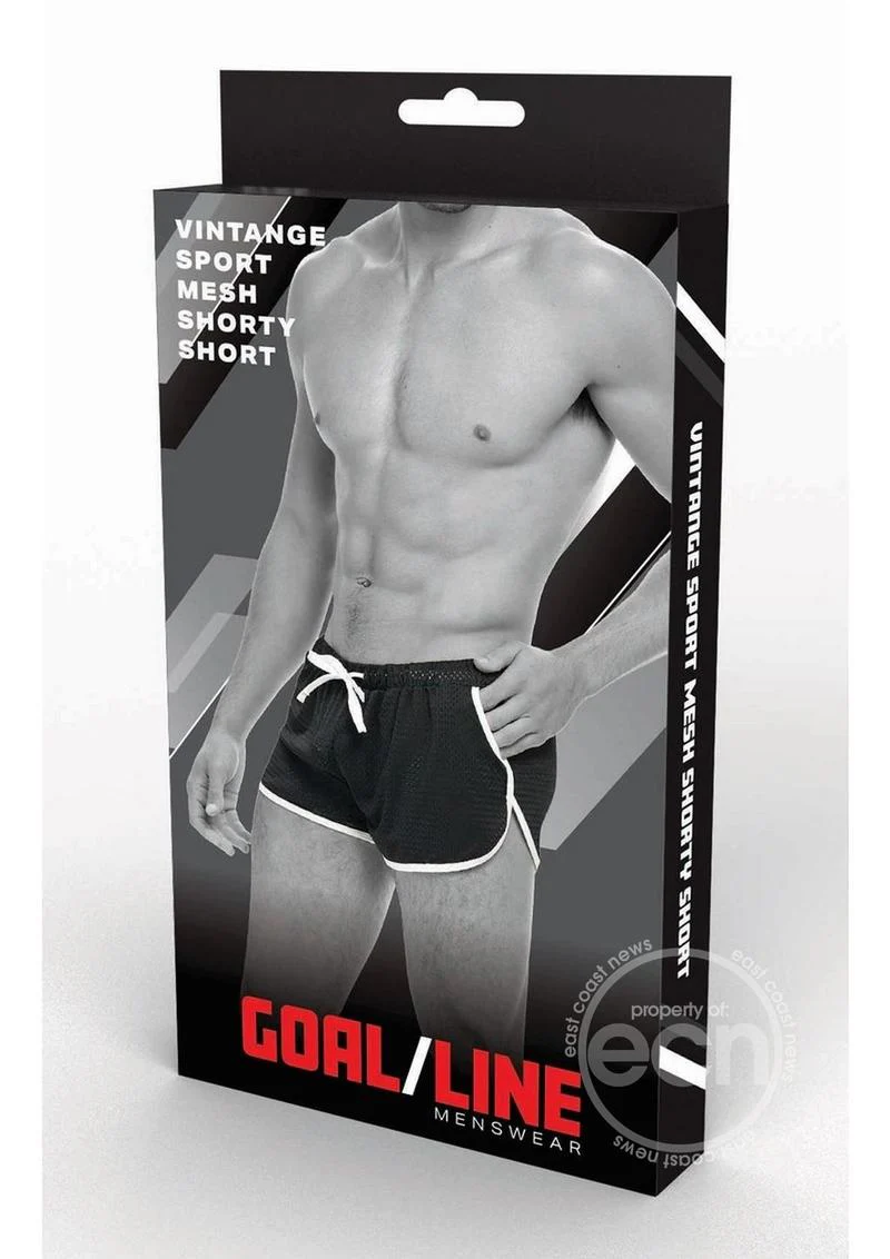 Goal Line Side Split Mesh Booty Shorts Black - Image 3