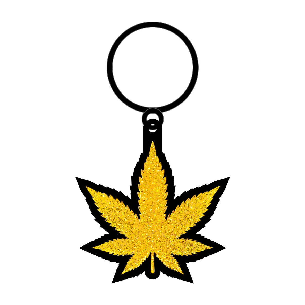 Gold Glitter Leaf Keychain - Image 2