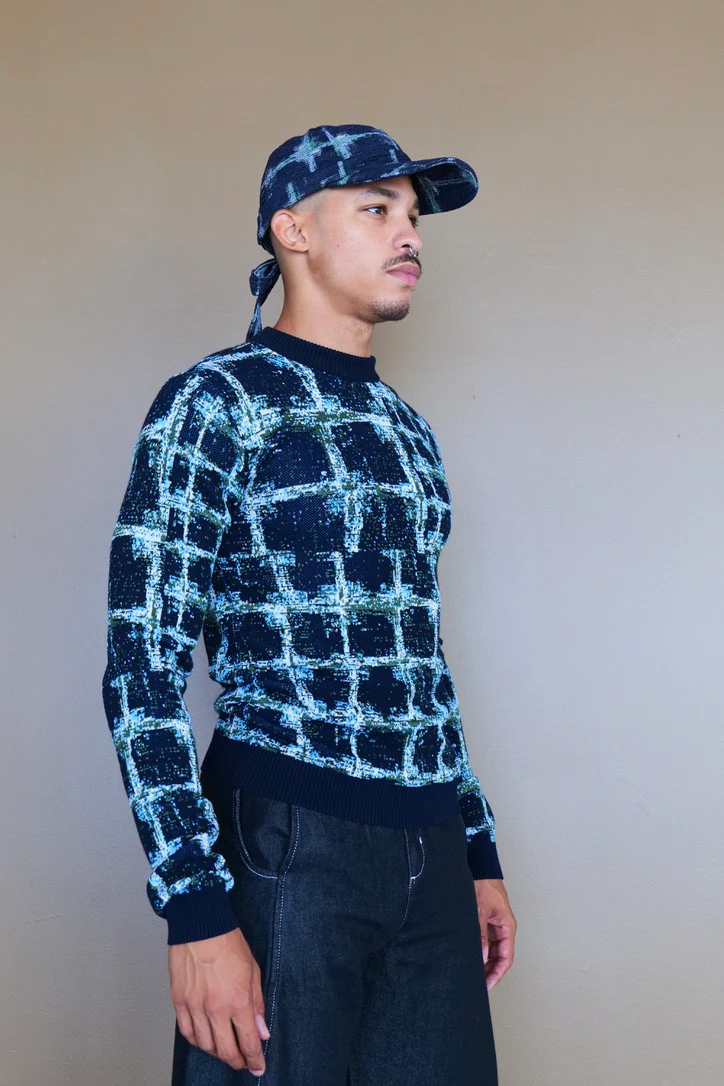 Henrik Vibskov DUSK KNITTED BLOUSE - BLACK SHIBORI CHECKS - Image 2