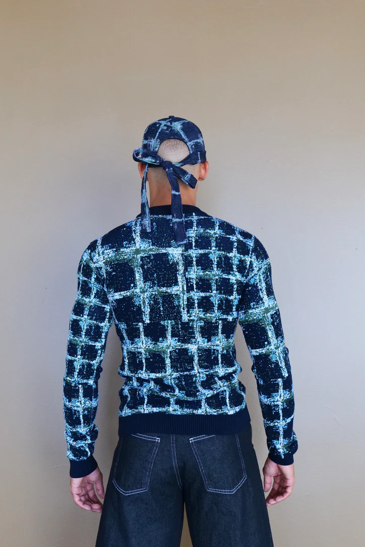 Henrik Vibskov DUSK KNITTED BLOUSE - BLACK SHIBORI CHECKS - Image 3