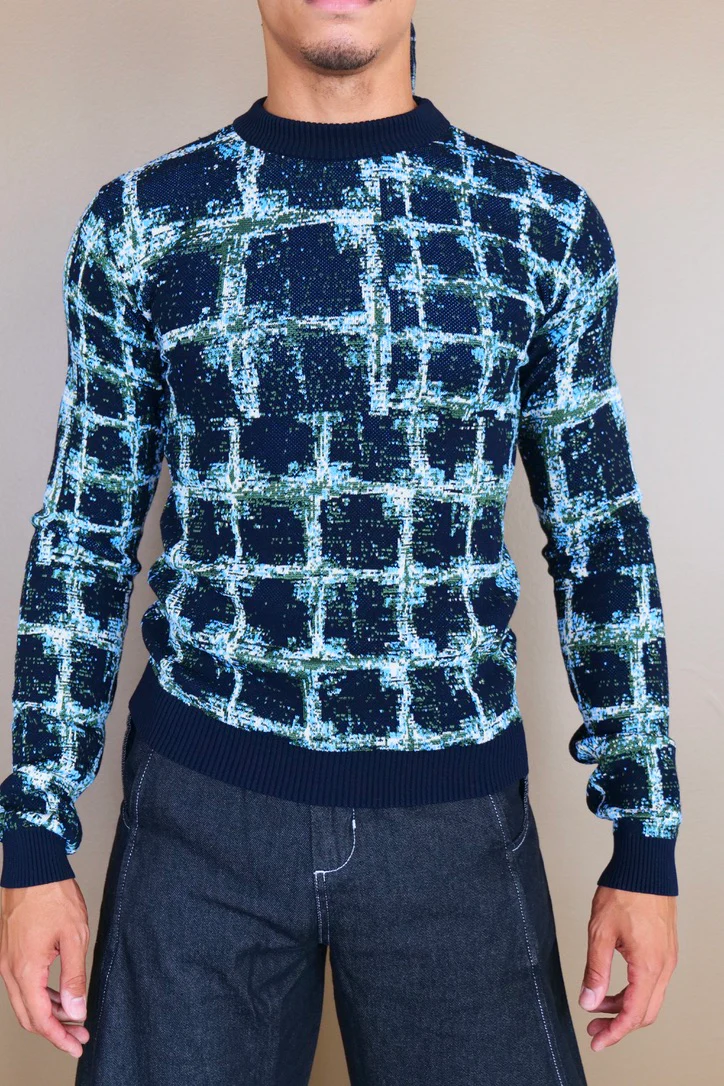 Henrik Vibskov DUSK KNITTED BLOUSE - BLACK SHIBORI CHECKS - Image 4