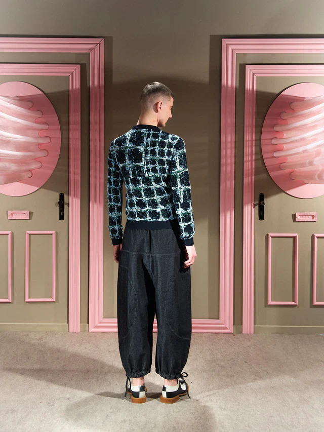 Henrik Vibskov DUSK KNITTED BLOUSE - BLACK SHIBORI CHECKS - Image 6