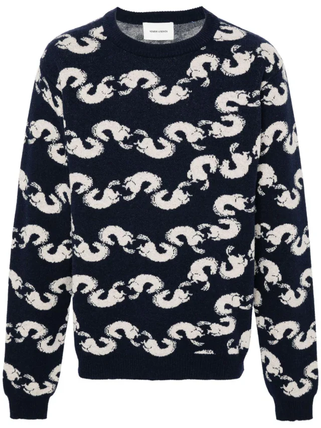 Henrik Vibskov SHRIMPY HORSE KNIT JUMPER - GREY BLACK HORSES - Image 4