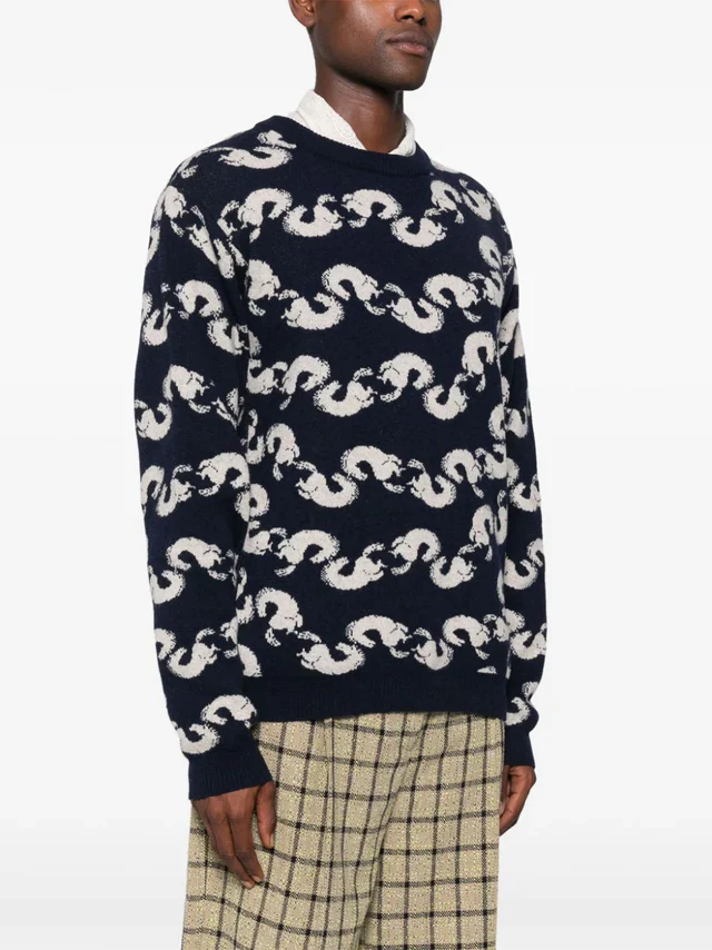 Henrik Vibskov SHRIMPY HORSE KNIT JUMPER - GREY BLACK HORSES - Image 6