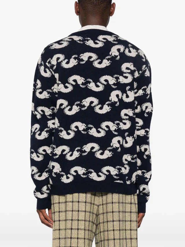 Henrik Vibskov SHRIMPY HORSE KNIT JUMPER - GREY BLACK HORSES - Image 7