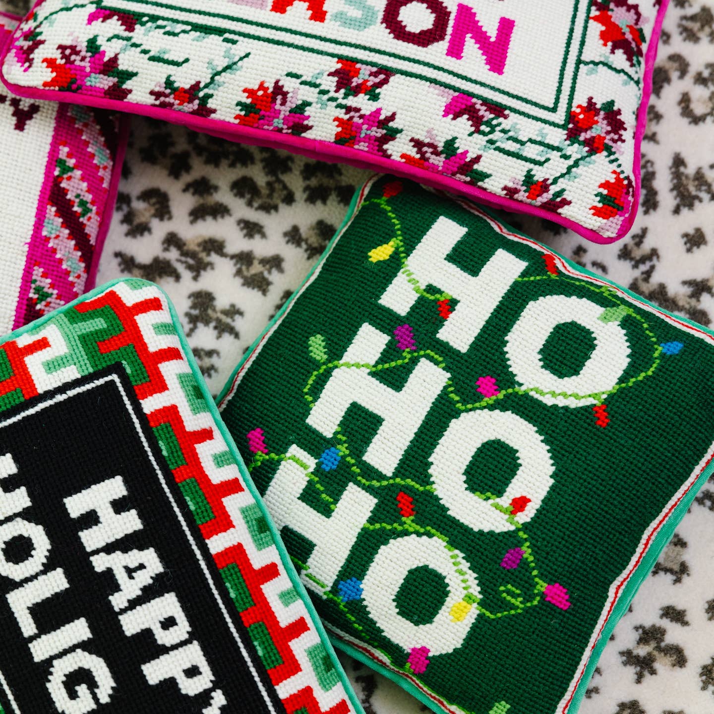 Ho Ho Ho Needlepoint Pillow - Image 3