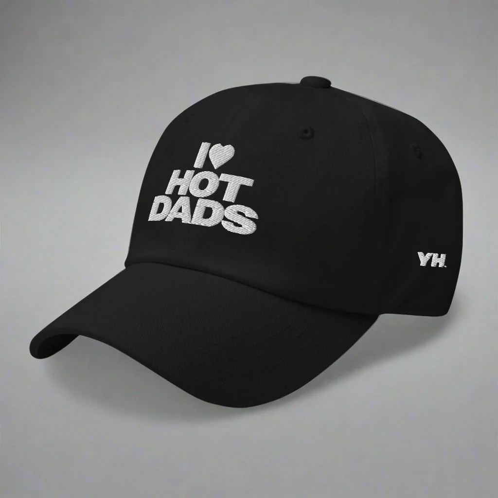 I Love Hot Dads Dad Hat by YES HOMO in Black - Image 2