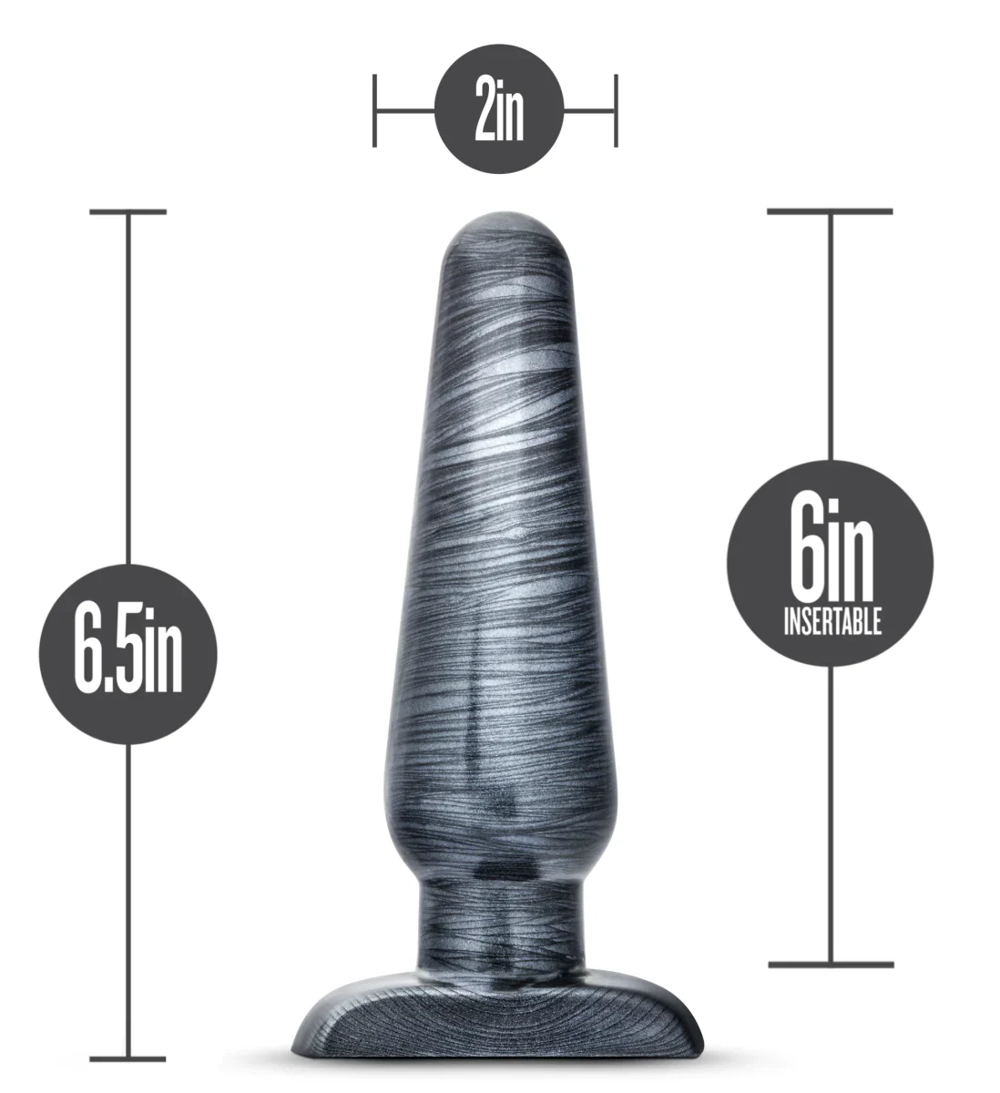 Jet Carbon Metallic Black 6.5-Inch Anal Plug - Image 3