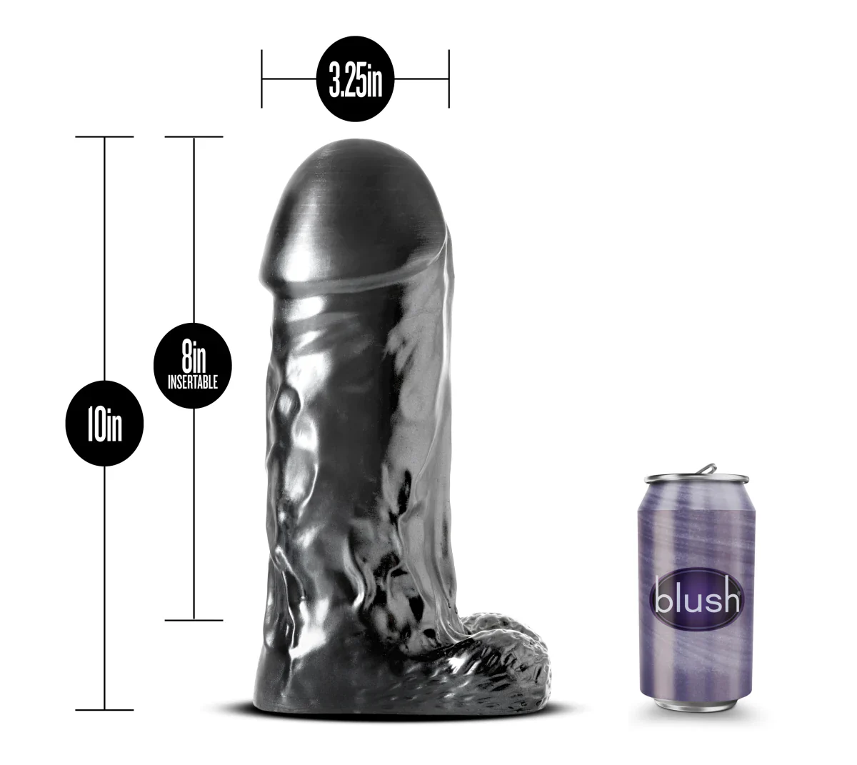 Jet Destroyer Realistic Carbon Metallic Black 10-Inch Long Dildo With Balls - Image 2
