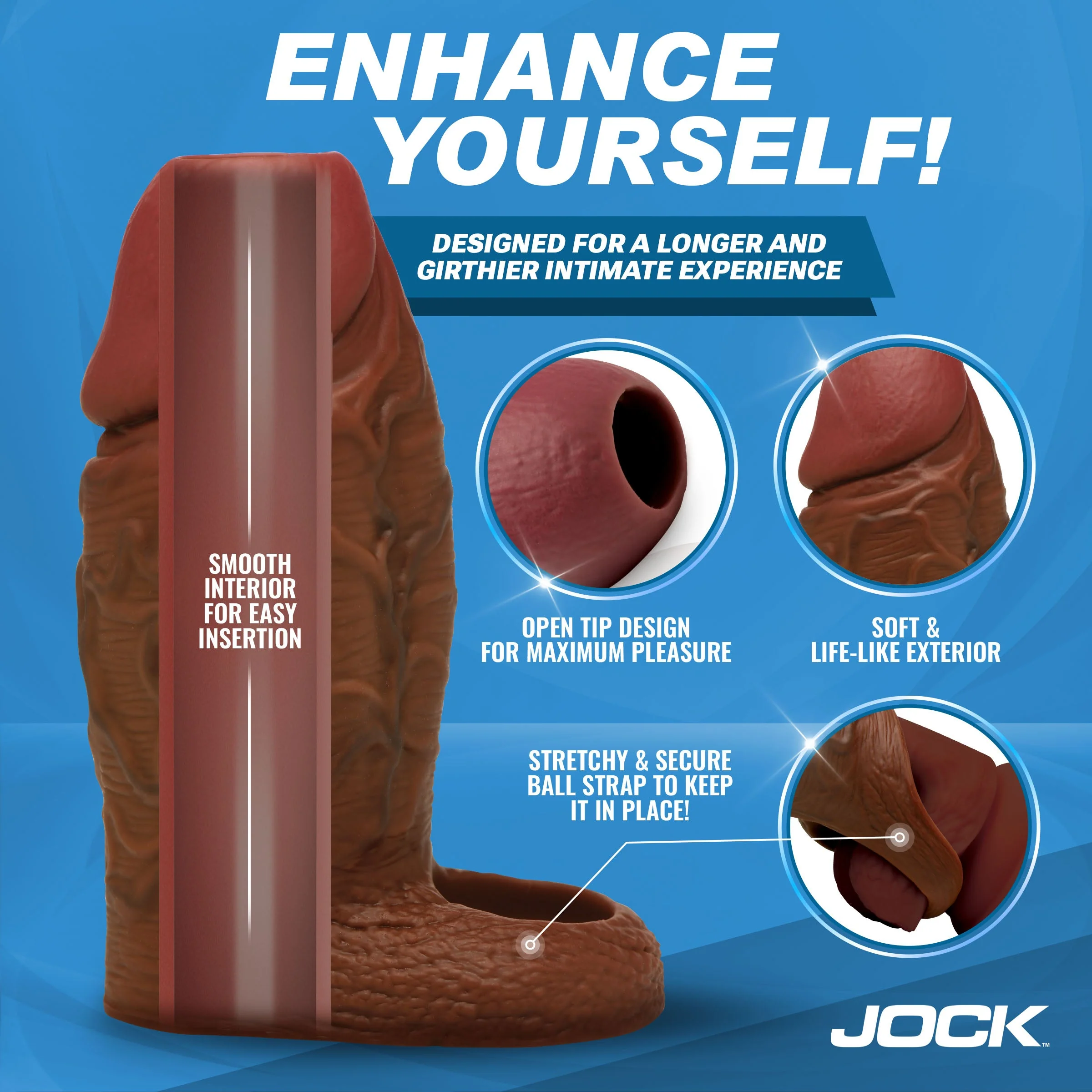 JOCK Enhancers Silicone Penis Extension Sleeve - Dark - Image 2