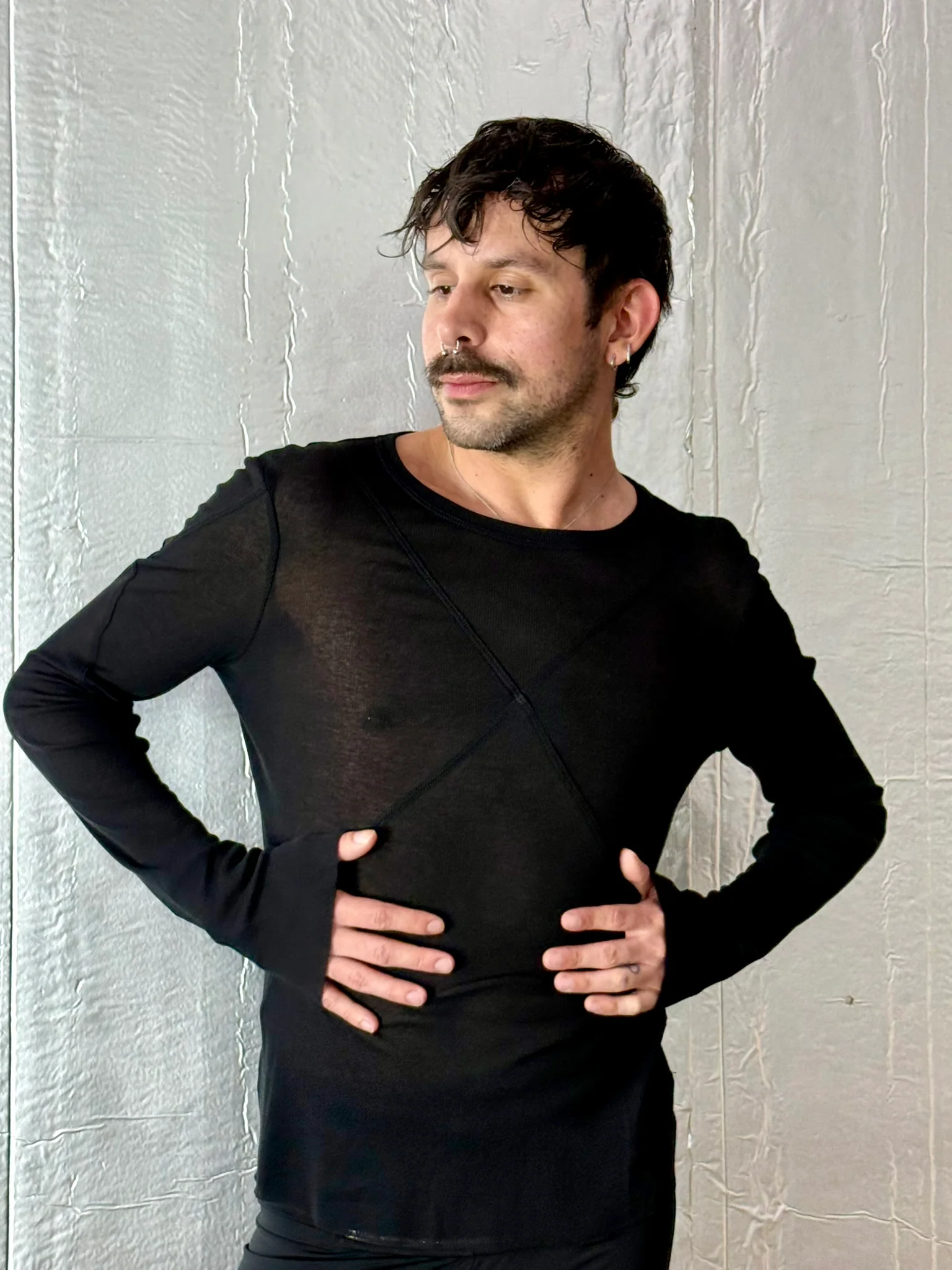 Jordanluca BLUES LONGSLEEVE TOP BLACK - Image 3