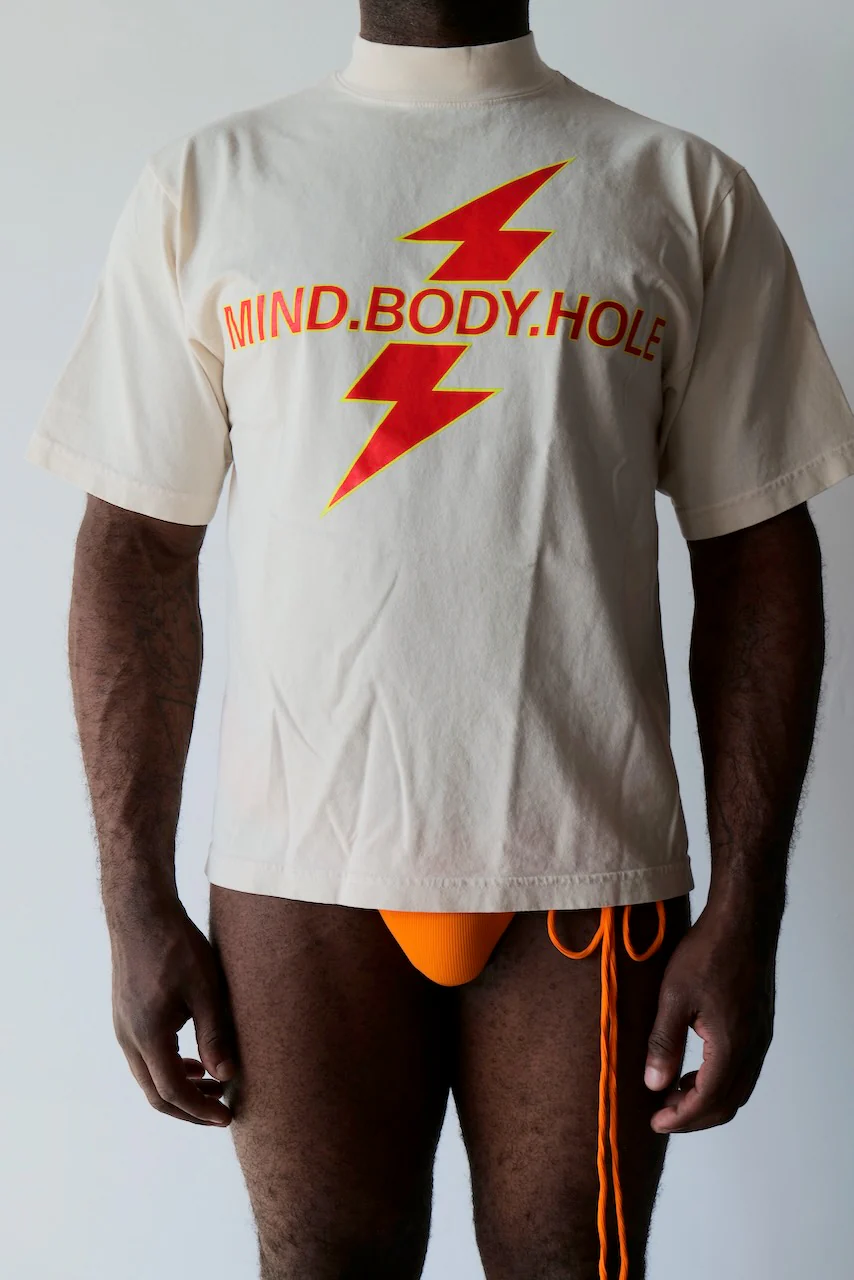 K.INGSLEY Off-White M.B.H Mock Neck Tee - Image 4