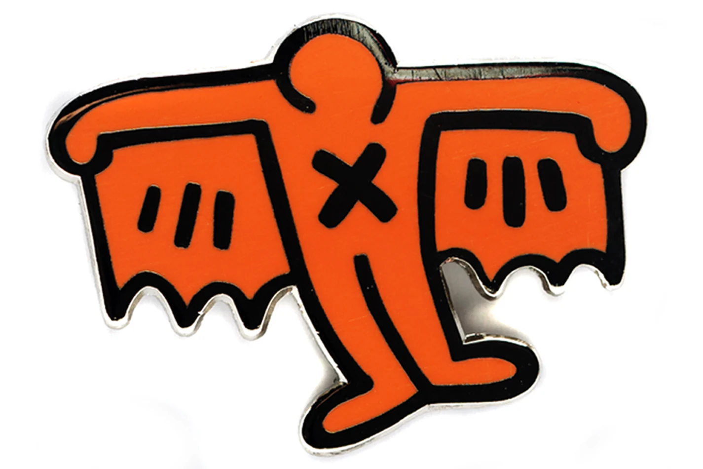 KEITH HARING BAT DEMON PIN - ORANGE - Image 2