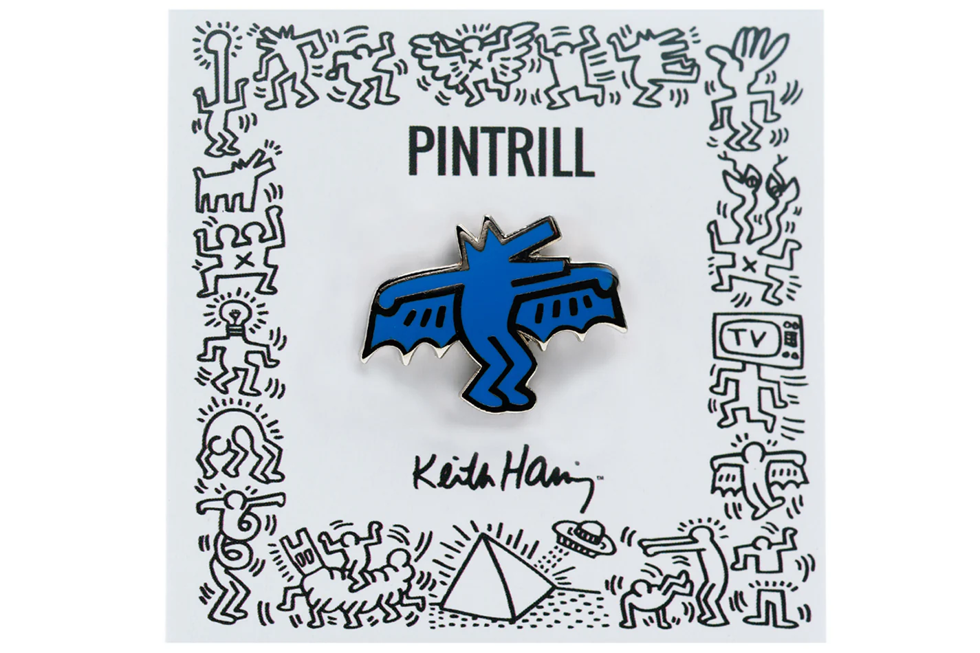 KEITH HARING BAT DOG PIN - BLUE - Image 3
