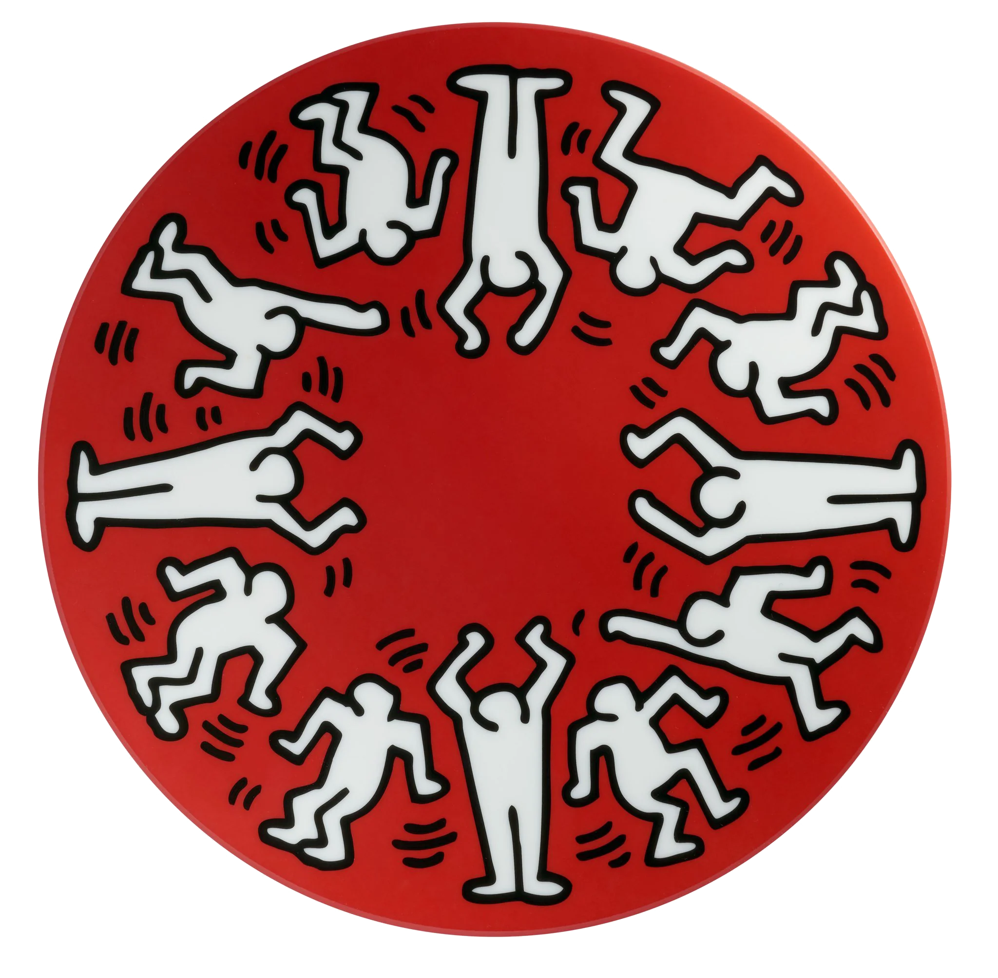 Keith Haring PORCELAIN and platinum PLATE "White on Red" - Image 4