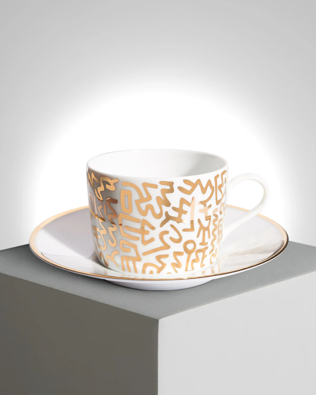 Keith Haring Porcelain tea cup & plate "GOLD PATTERN" - Image 2