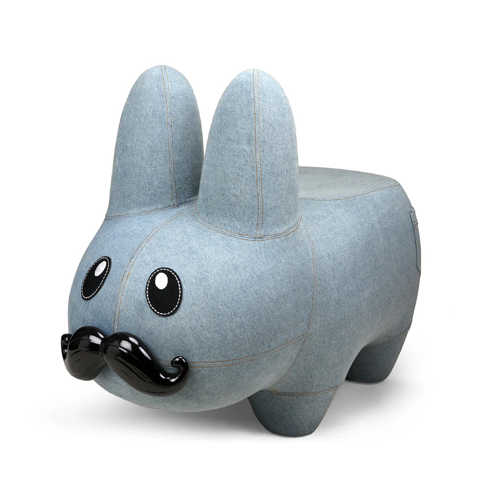 Kidrobot Art Giant Denim Happy Stache' Labbit Stool