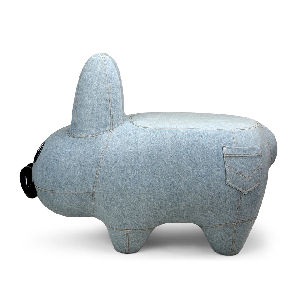 Kidrobot Art Giant Denim Happy Stache' Labbit Stool - Image 2