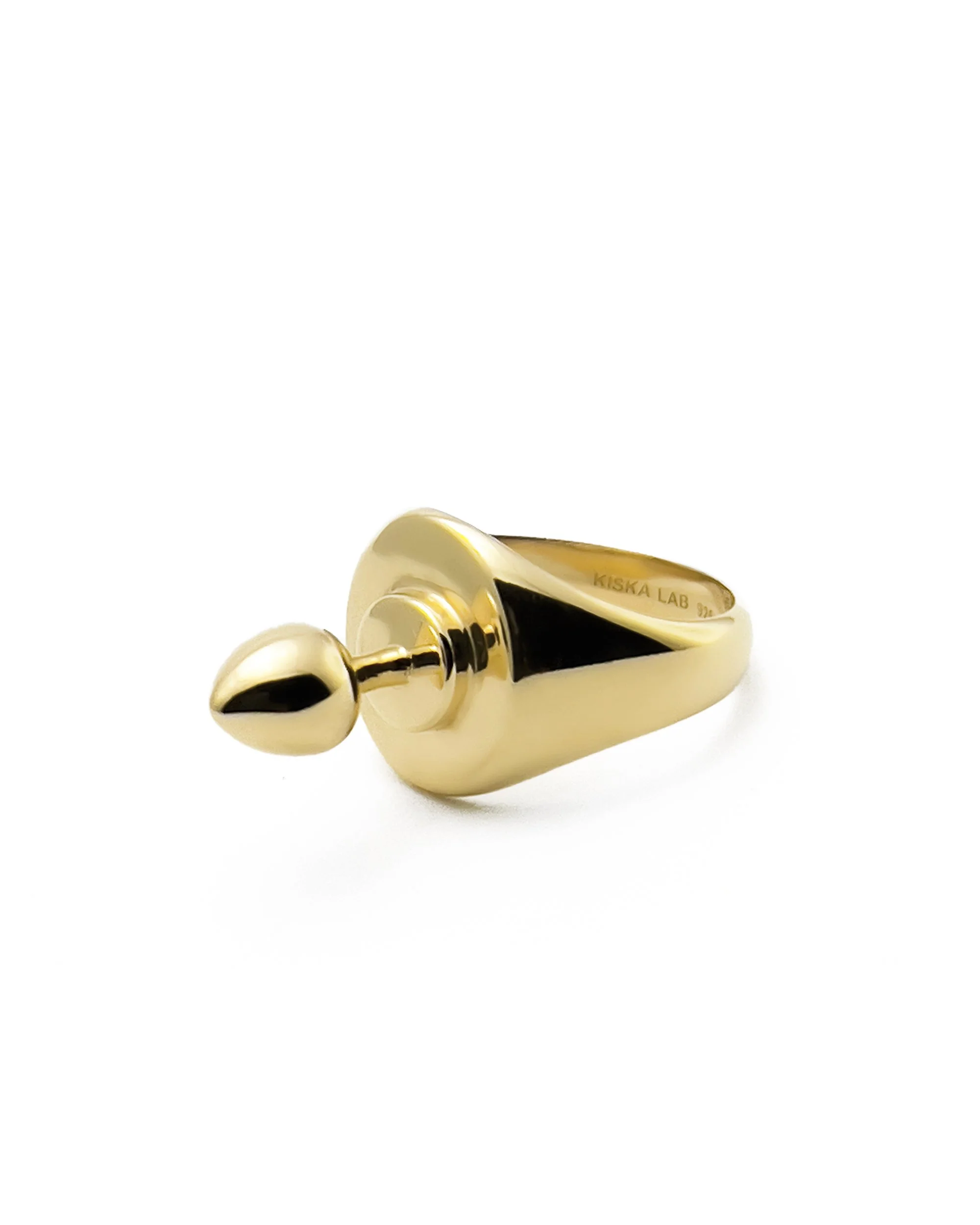 KISKA LAB MINI PLUG SIGNET GOLD RING - Image 6