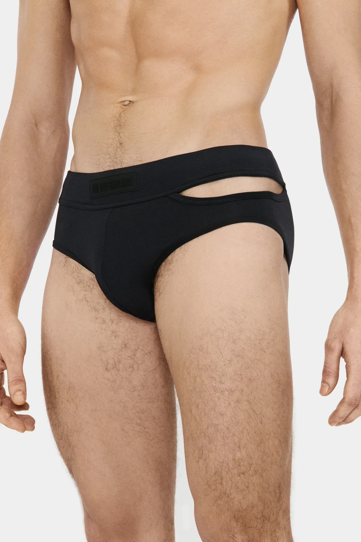 Louis Gabriel Nouchi SWIM BRIEF WITH ASYMMETRICAL OPENING IN RECYCLED JERSEY BLACK - Image 4