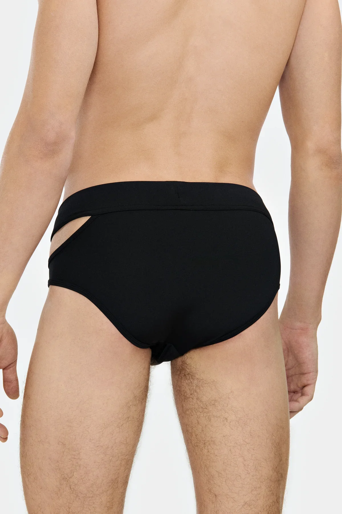 Louis Gabriel Nouchi SWIM BRIEF WITH ASYMMETRICAL OPENING IN RECYCLED JERSEY BLACK - Image 5