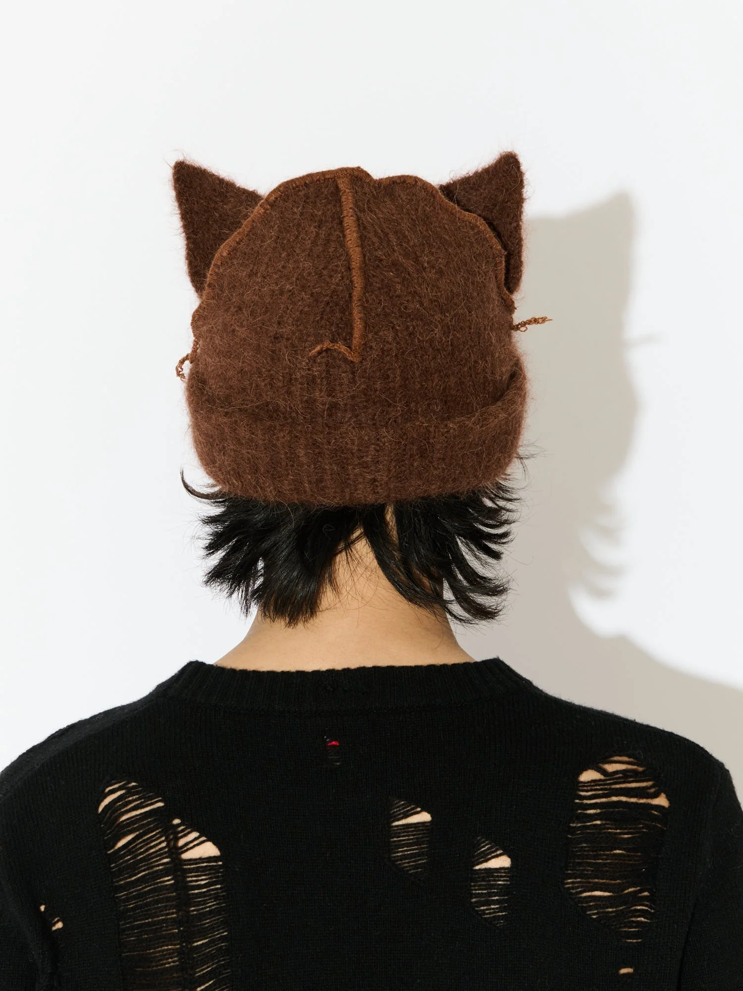 LOVERBOY BY CHARLES JEFFREY ALPACA CHUNKY EARS BEANIE in BROWN - Image 4