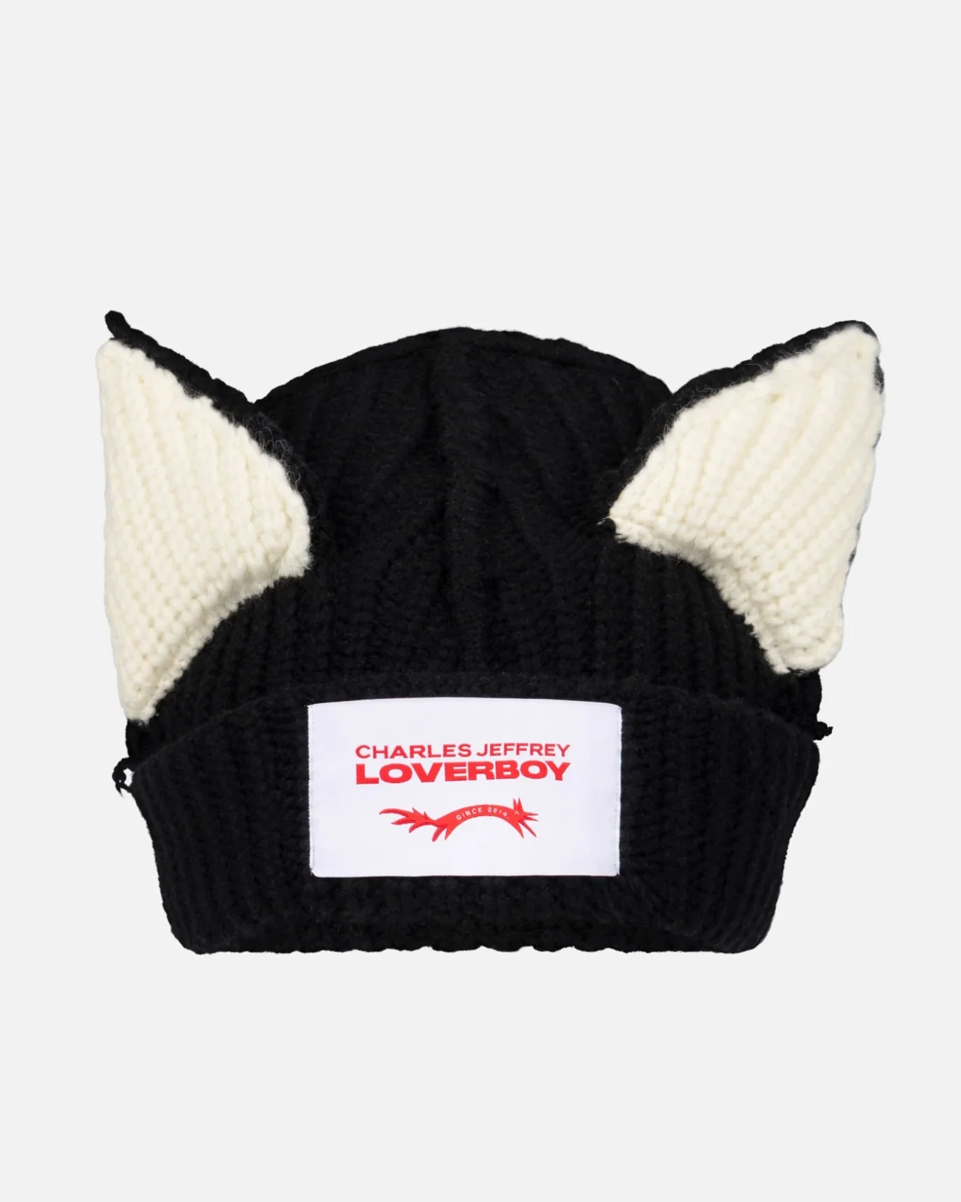 LOVERBOY BY CHARLES JEFFREY CHUNKY EARS BEANIE in BLACK / ECRU - Image 2