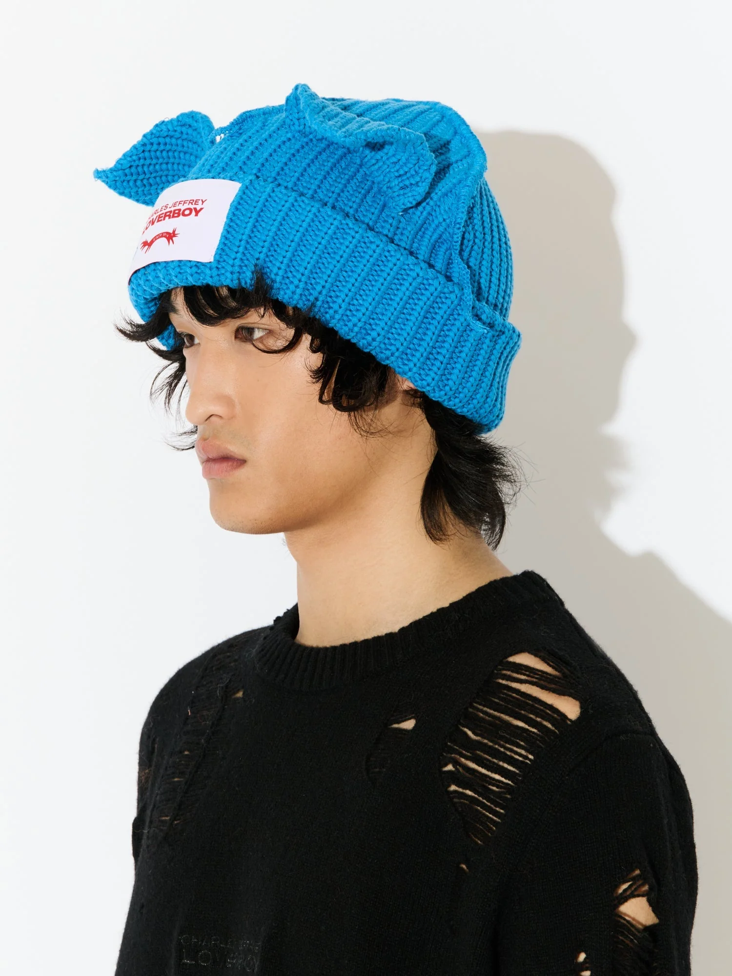 LOVERBOY BY CHARLES JEFFREY CHUNKY EARS BEANIE in LIGHT BLUE - Image 4